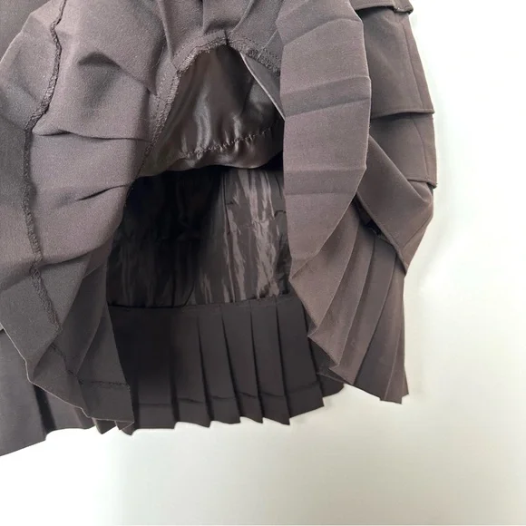 Vintage Sandro Sportswear Chocolate Brown Feminine Tiered Ruffle Hem Midi Skirt - Picture 7 of 9